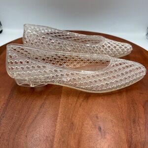 Jeffrey Campbell Bestie Clear Jelly Flat Woven Pointed Toe Shoes Women Size 9